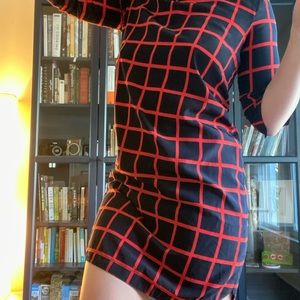 Gap Grid Print Silk Dress